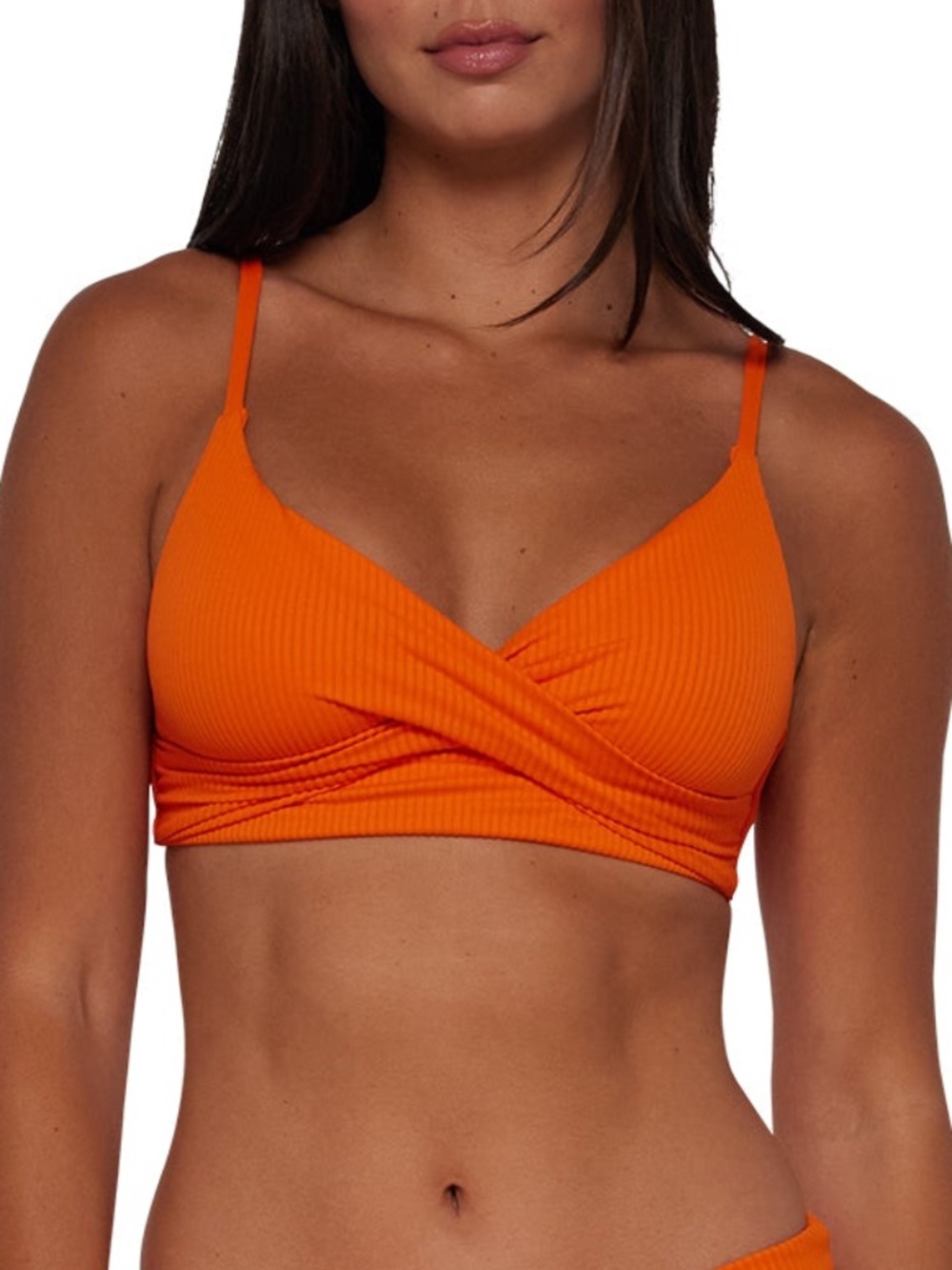 NEW Sunsets Lyla Bralette Tie Back Bikini Swim Top 619T Kumquat Sandbar Rib